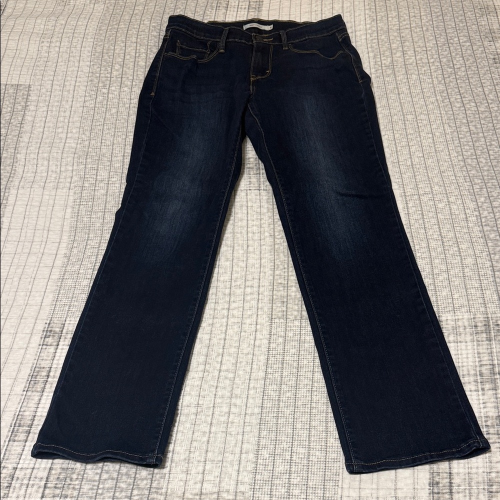 Lucky brand 505 straight leg low-rise size 6 dark wash blue jeans
